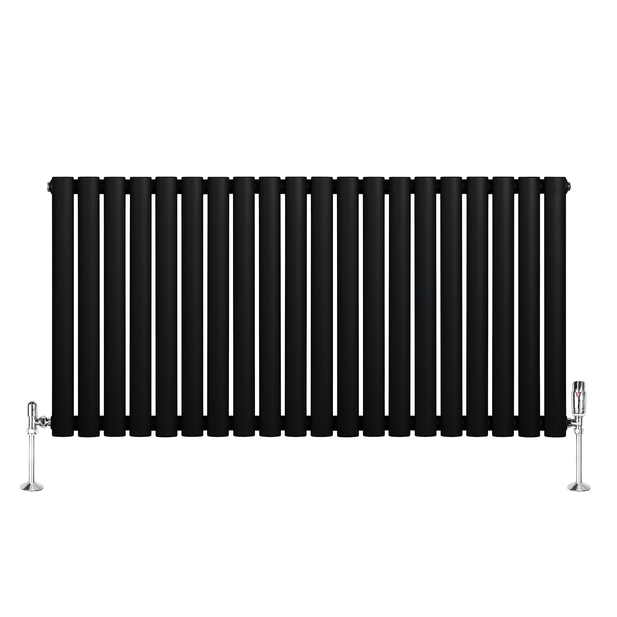 Q-Rax Radiatore Colonna Ovale 600x1200mm Nero con Valvole
