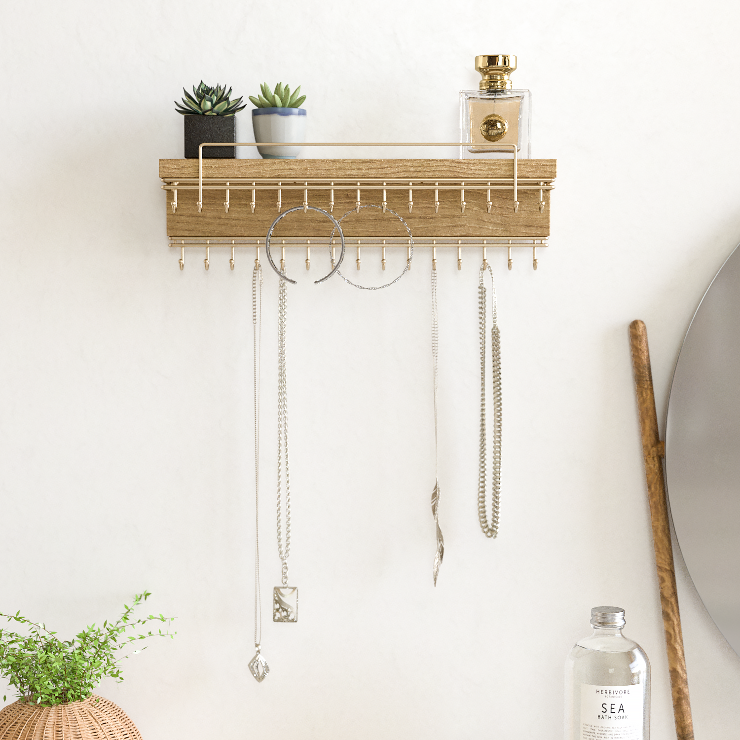 Jackcube Jewelry Organizer Parete Legno 30 Ganci Oro