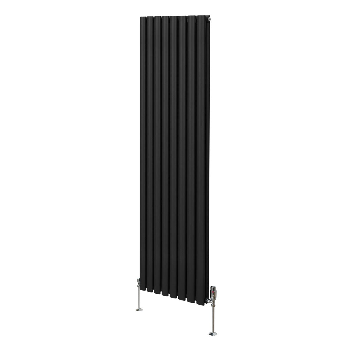 Q-Rax Ovale 1800x480 Radiatore Colonna Nero Valvole