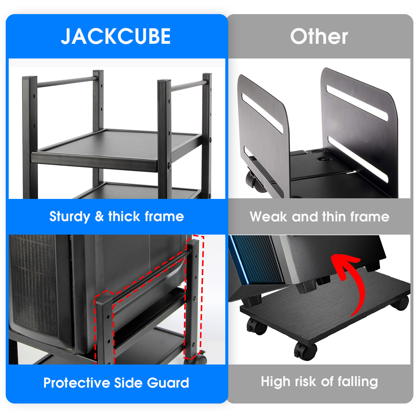 Jackcube Design Home Office supporto PC 2 ripiani nero