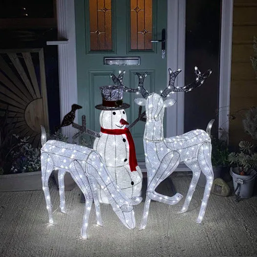 Q-Rax Renne Natale Pupazzo Neve Luminoso LED Bianco