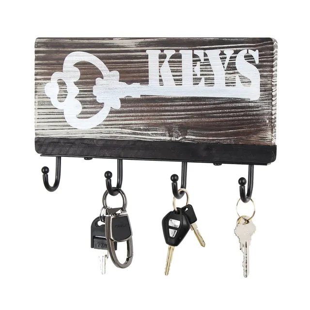 Jackcube Design Entryway Appendichiavi Parete Legno Bianco 4 Ganci
