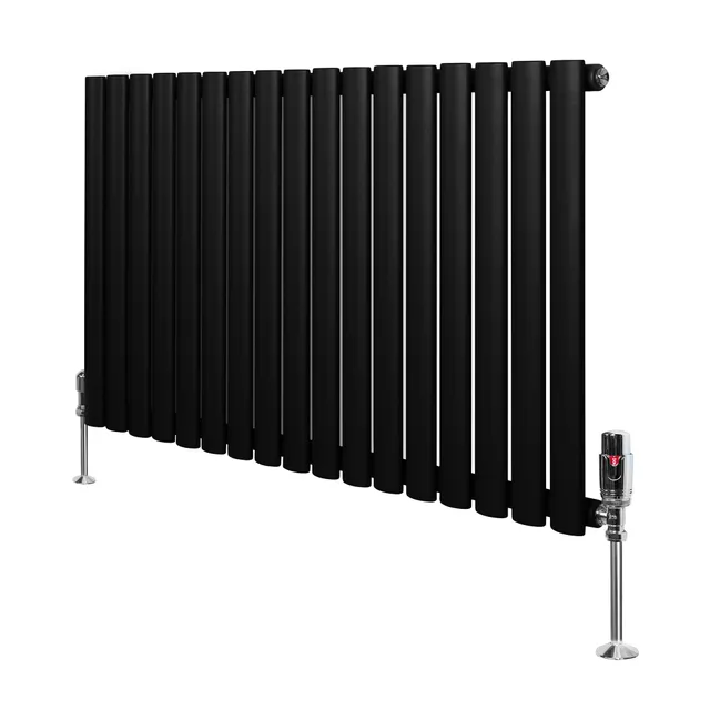 Q-Rax Radiatore Ovale Nero 600x1020 mm Valvole Incluse