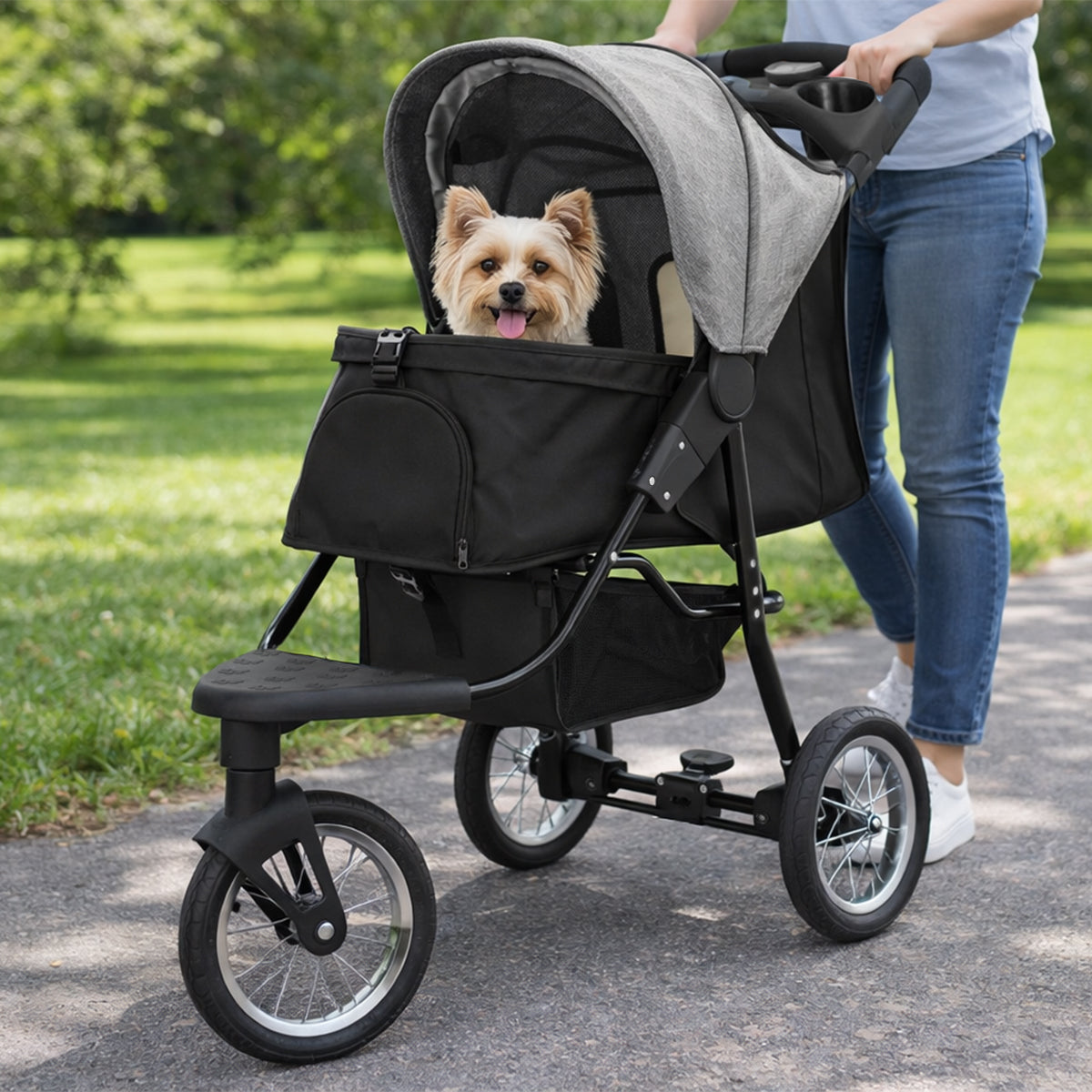 Q-Rax Accessori Casa Passeggino Jogger Animali 3 Ruote Grigio
