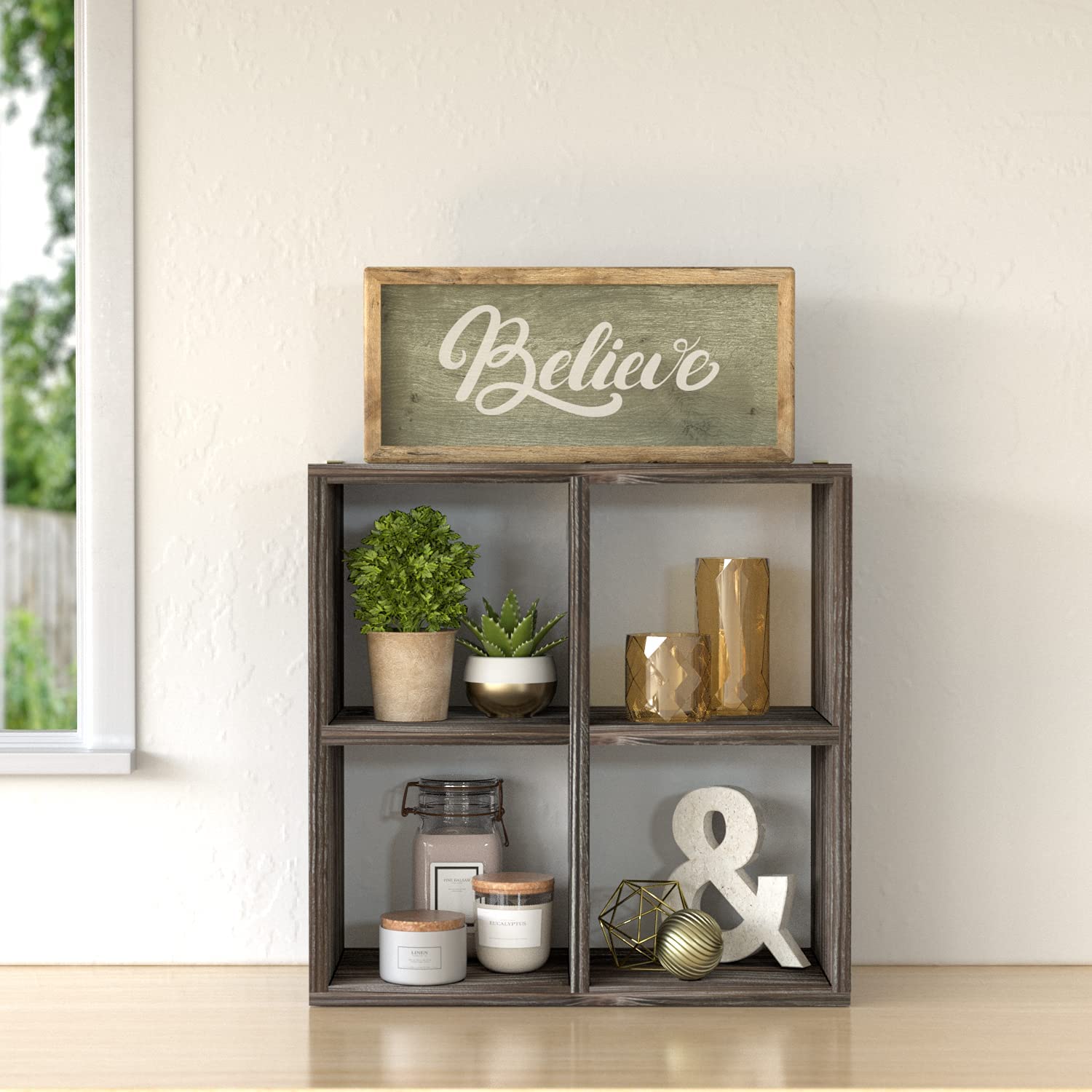 Jackcube Design Bathroom scaffale bagno legno 4 cubi con 2 cesti