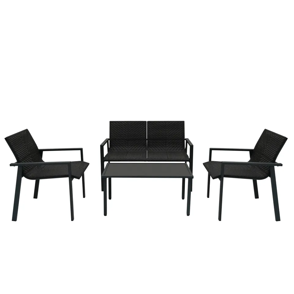 Q-Rax Mobili da Esterno Set Giardino Rattan 4 Pezzi Nero