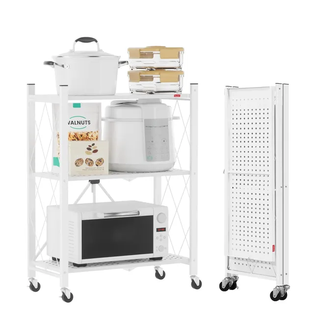 DEANIC Folding Storage Shelves scaffale metallo bianco 3 ripiani
