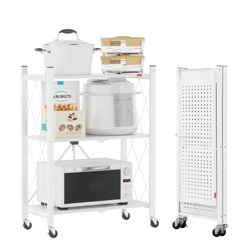 DEANIC Folding Storage Shelves scaffale metallo bianco 3 ripiani