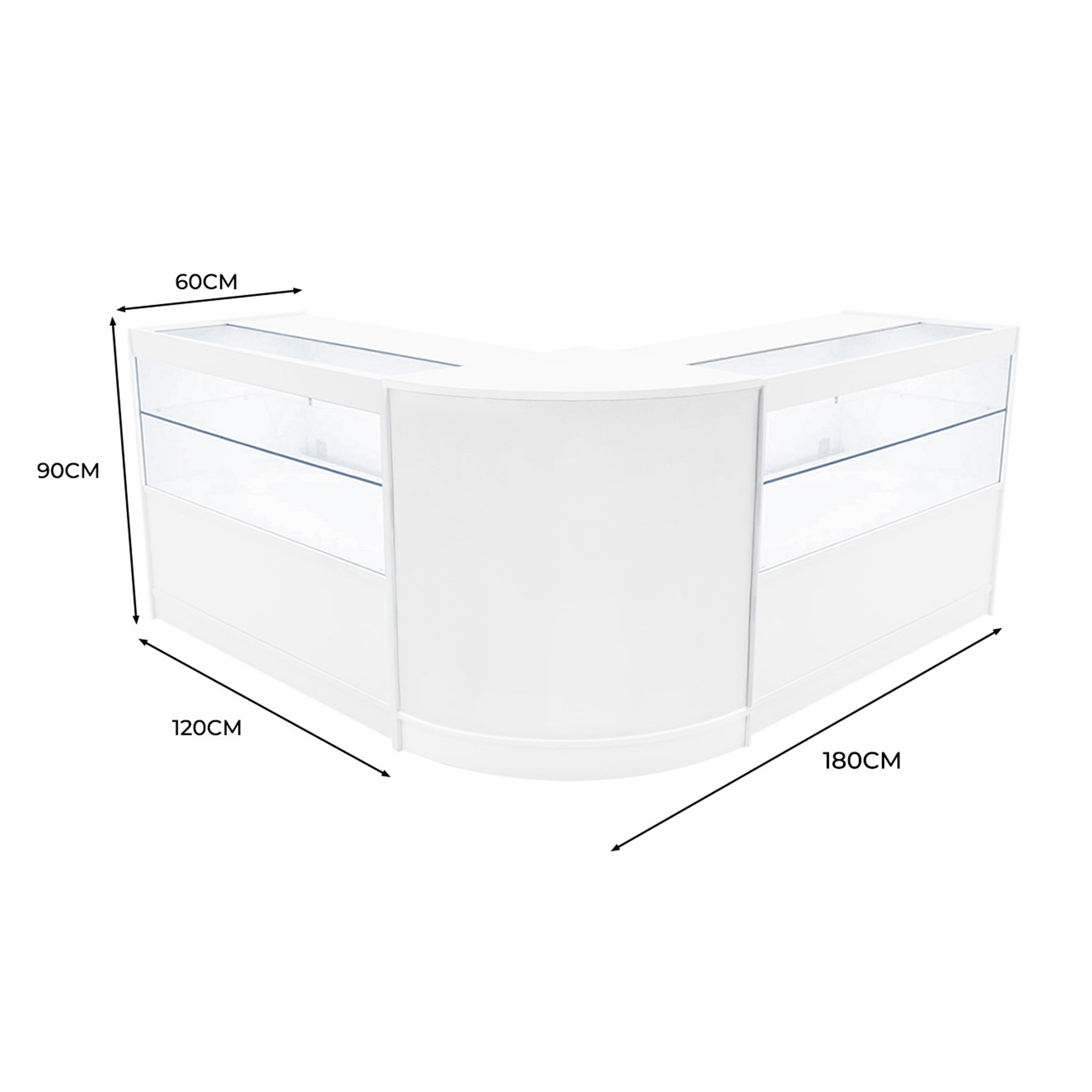 Q-Rax Selene C1200x2 CM60 Bancone Negozio Bianco LED