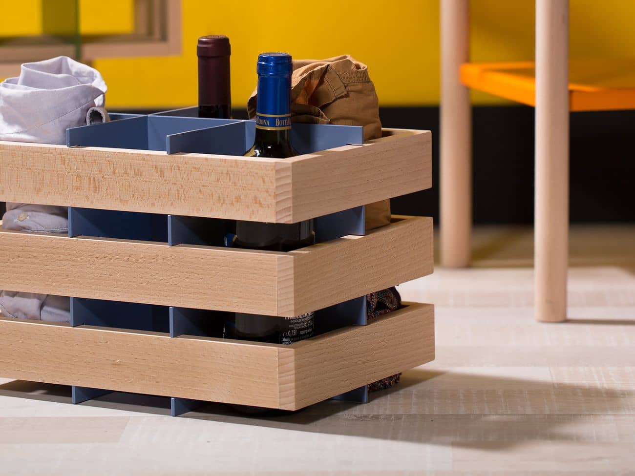 Officinanove Di Vino portabottiglie appoggio e parete acciaio legno