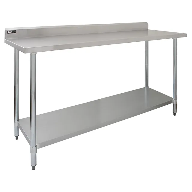 Q-Rax Tavolo Inox Cucina 180x60x90cm con Alzatina