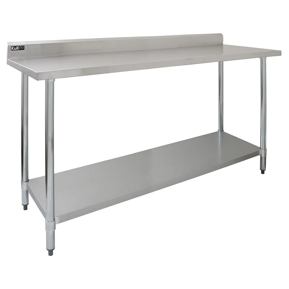 Q-Rax Tavolo Inox Cucina 180x60x90cm con Alzatina