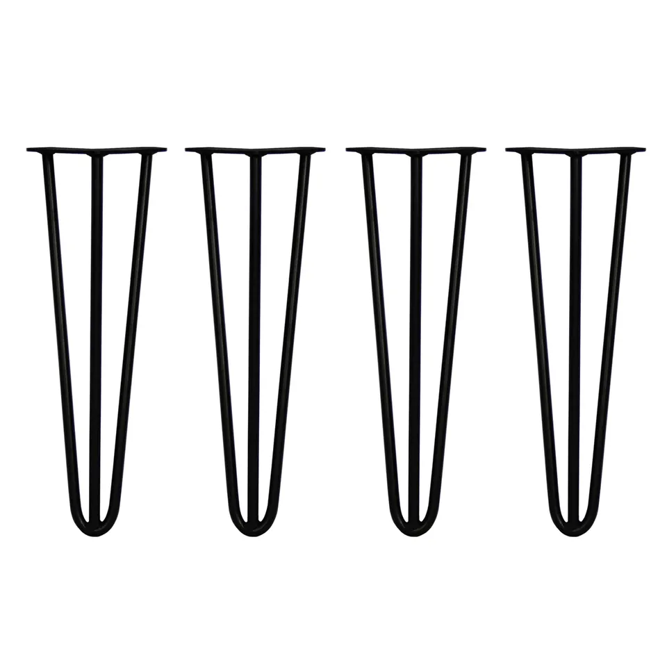 Q-Rax Gambe Tavolo Forcina 40,6 cm Nere 4 Pezzi 12 mm