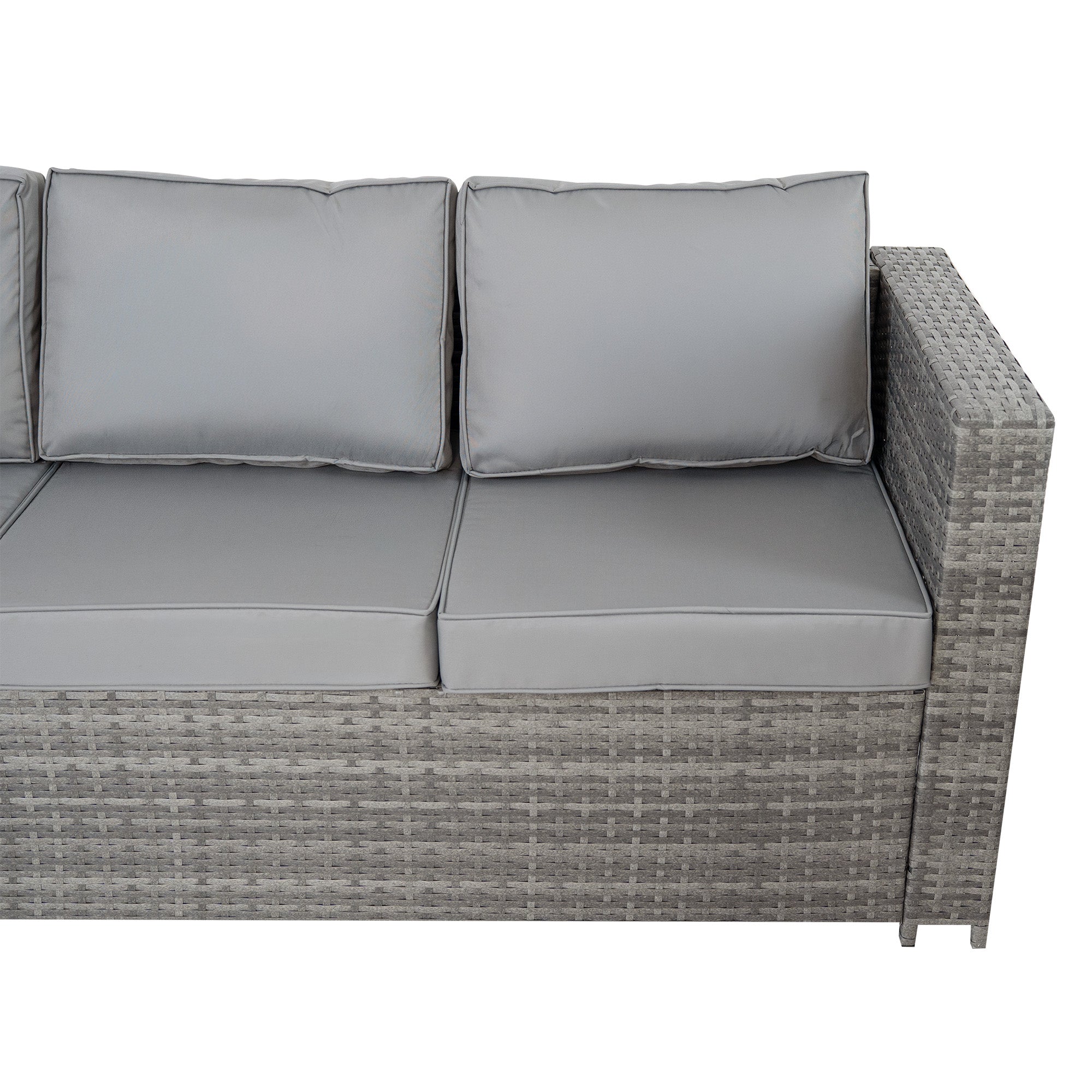 Q-Rax Set Mobili Giardino Rattan 8 Posti Firepit Grigio