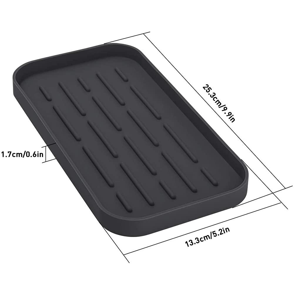 HGYZE Porta Spugna e Scolapiatti Tappetino Silicone Nero 25,5x14