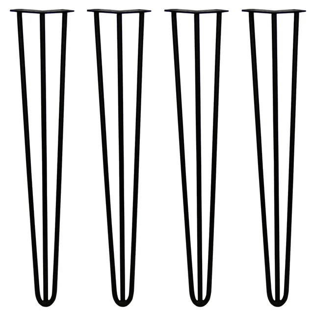 Q-Rax Gambe Per Tavoli Forcina 71cm 3 Rebbi 12mm Nero 4 Pezzi