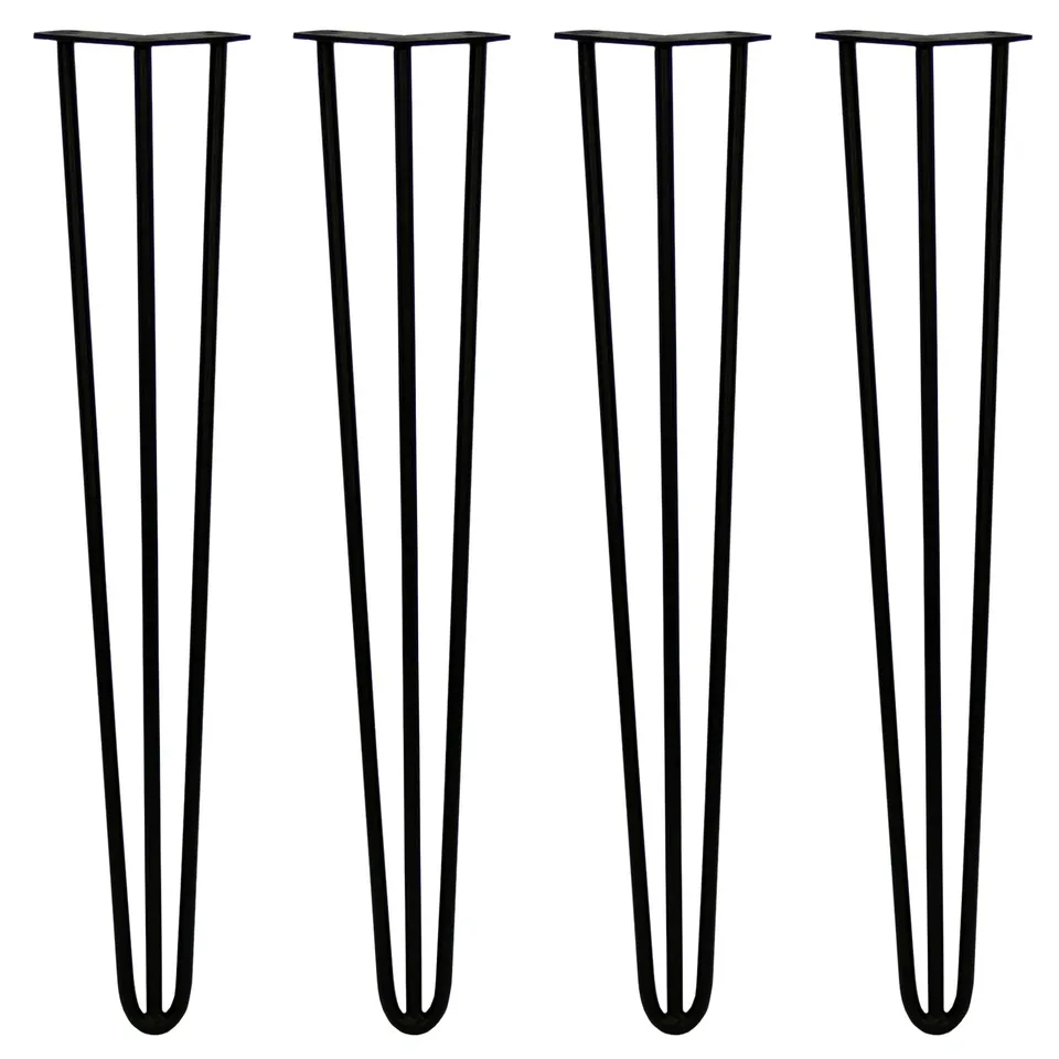 Q-Rax Gambe Per Tavoli Forcina 71cm 3 Rebbi 12mm Nero 4 Pezzi