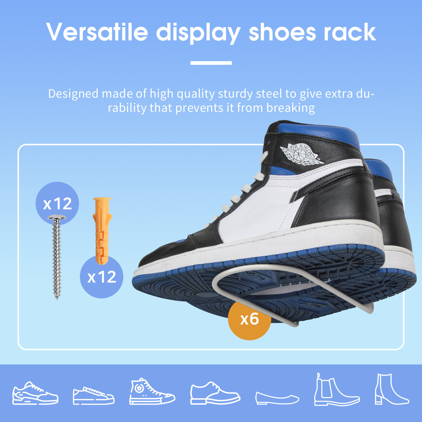 Jackcube Design Living Room Set 6 Mensole Scarpe Metallo Bianco Parete