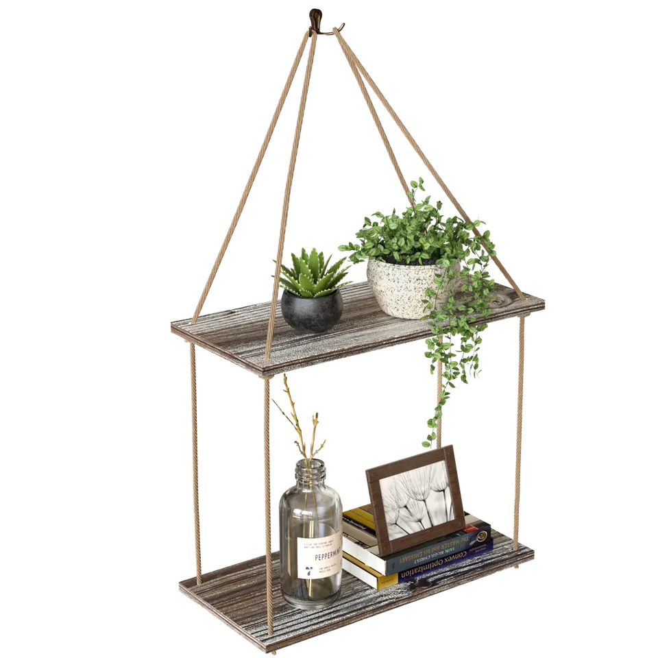 Jackcube Design Living Room mensole sospese corda set 2 legno