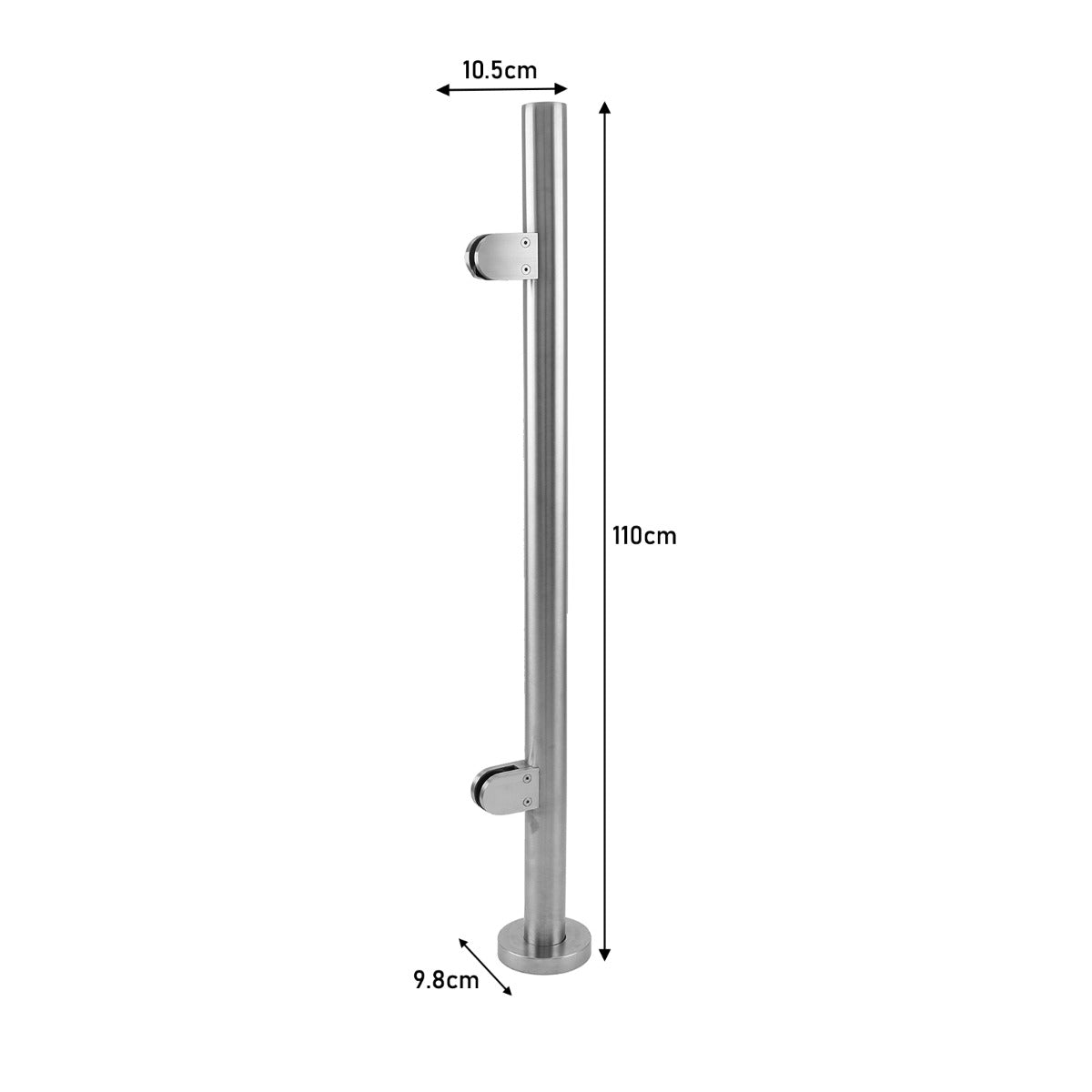 Q-Rax Palo Finale Balaustra 110cm Acciaio Inox