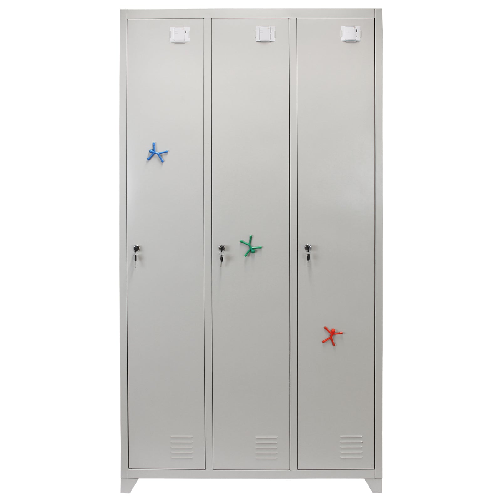 Q-Rax Armadietto 3 Porte Acciaio 90x50x180 cm Grigio