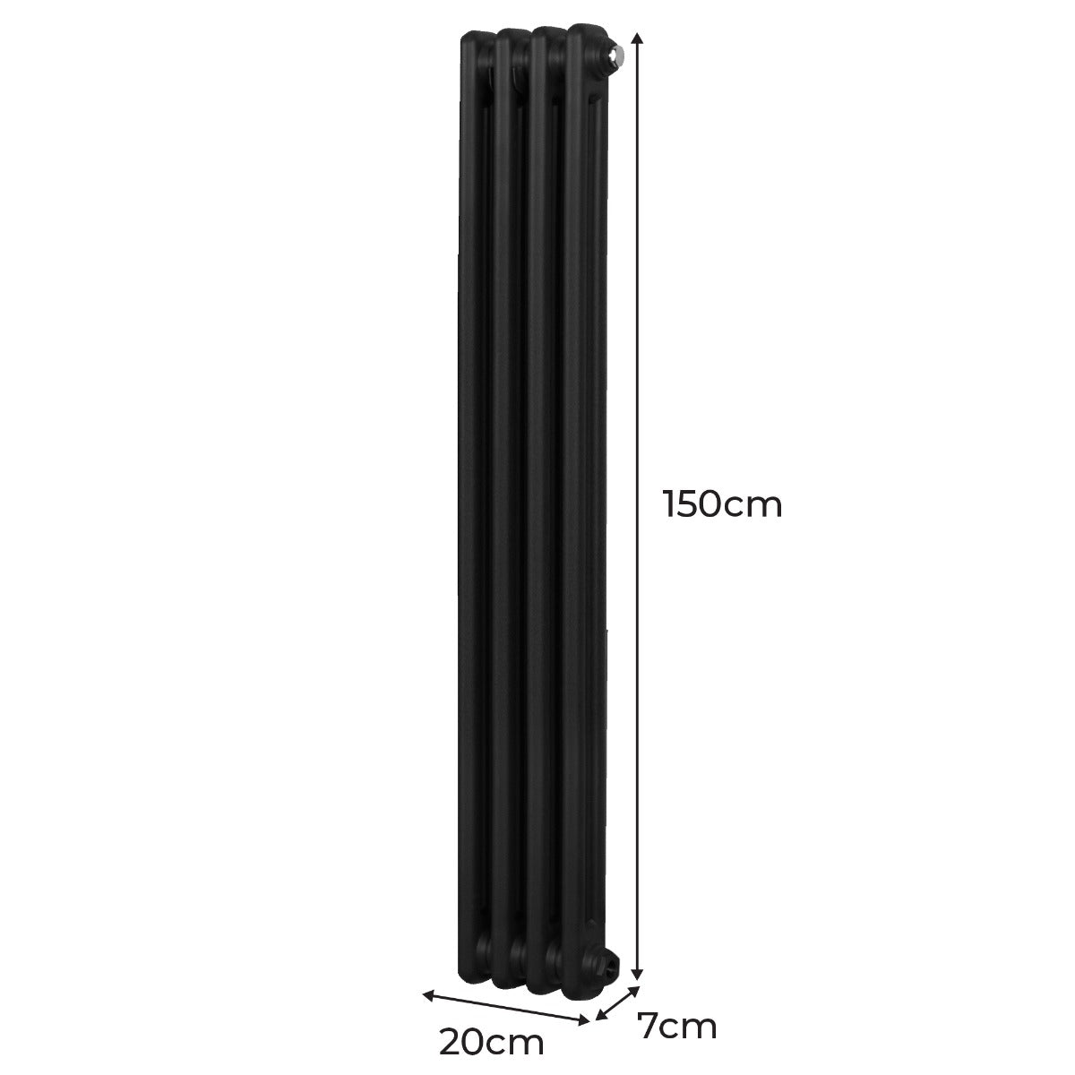 Q-Rax Radiatore Tradizionale 2 Colonne 1500x202 mm Nero