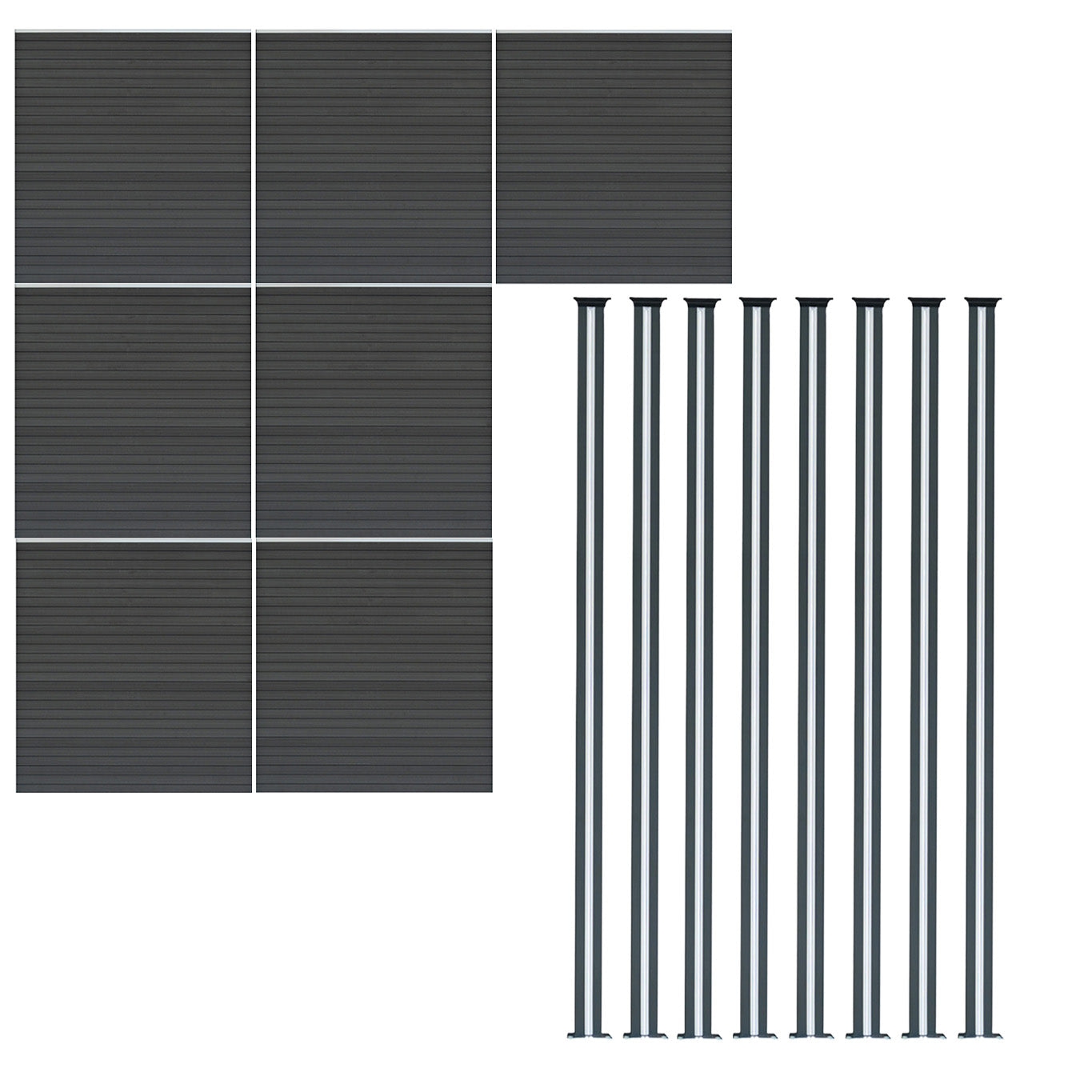 Q-Rax Set Recinzione 7 Pannelli + 8 Pali LED Alluminio Grigio