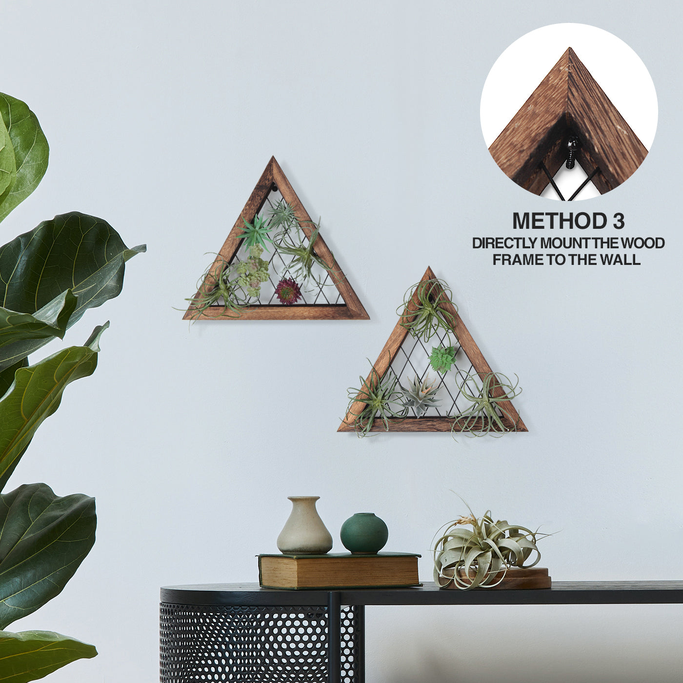 Jackcube Plant Set 2 Portapiante Sospeso Triangolo Legno