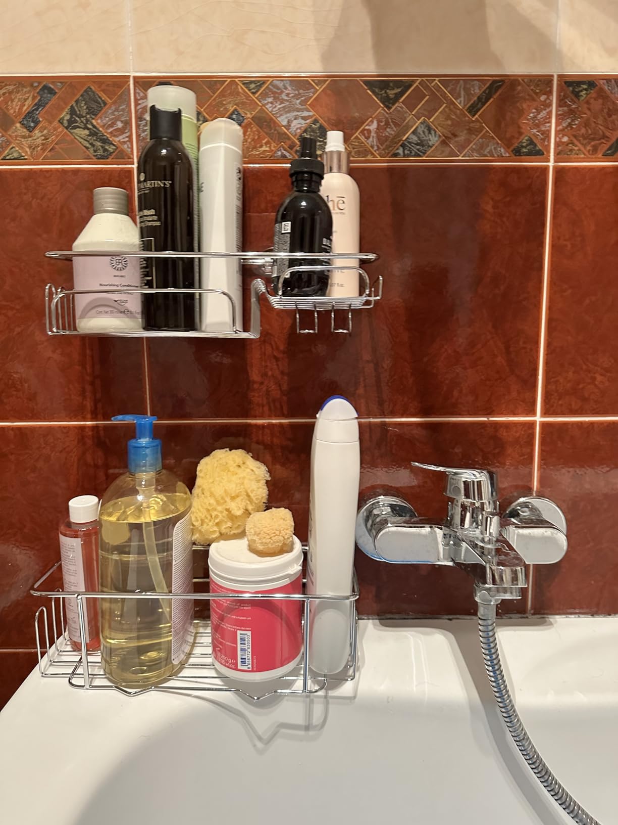 Meltrck Mensola Doccia Senza Foratura 2 Pezzi Argento Acciaio Inox