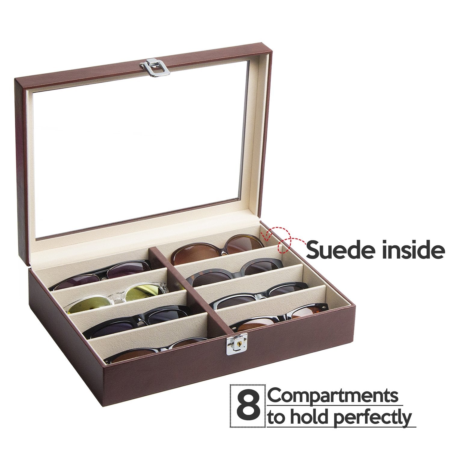 Jackcube Makeup & Jewelry Porta Occhiali Marrone 8 Scomparti