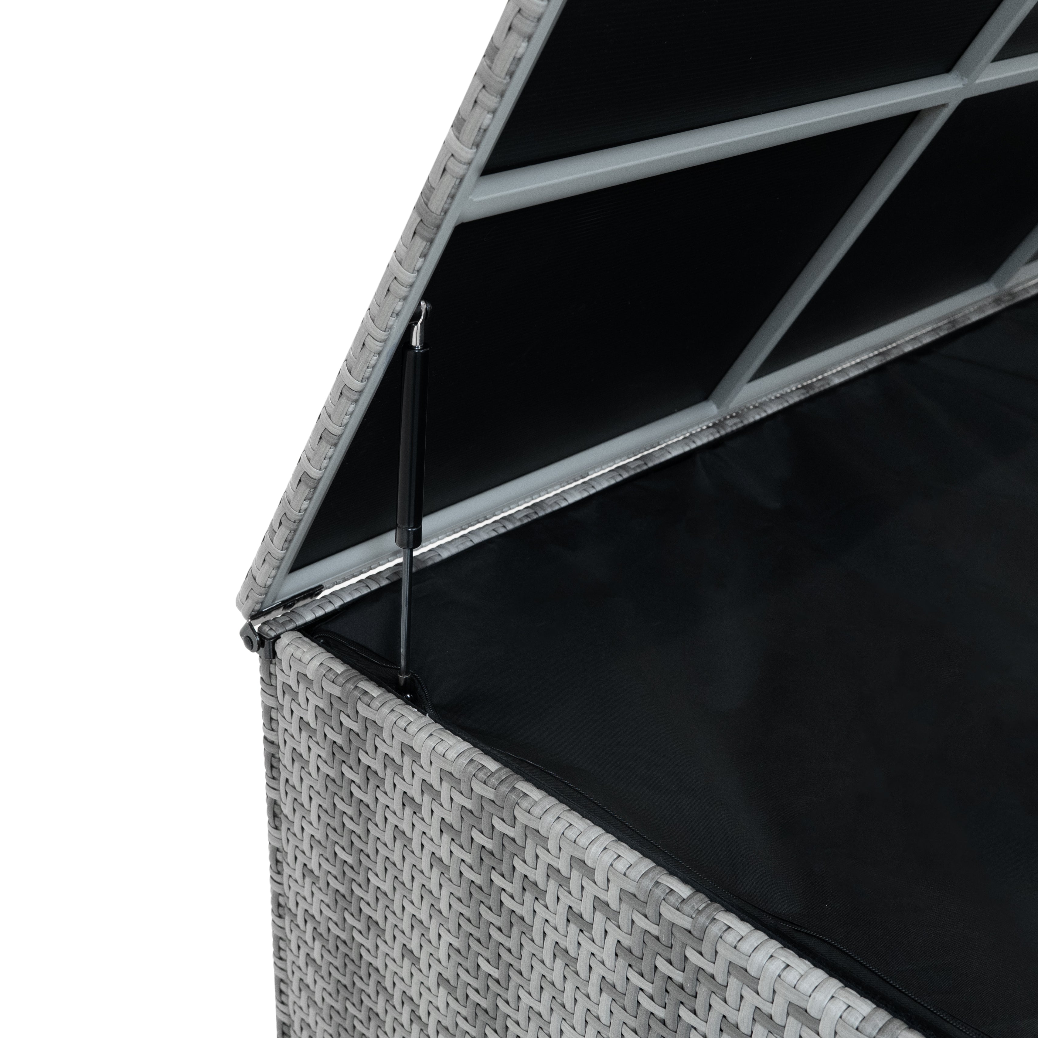 Q-Rax 700L baule rattan grigio cuscini esterno