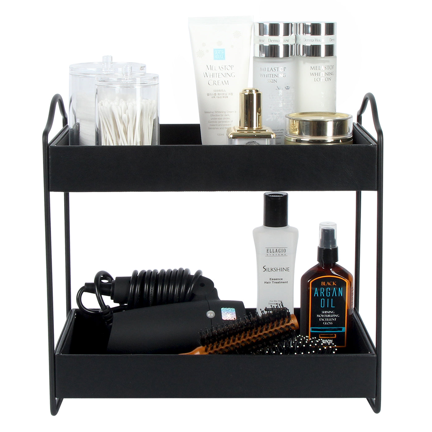 Jackcube Design Bathroom scaffale 2 ripiani nero pelle