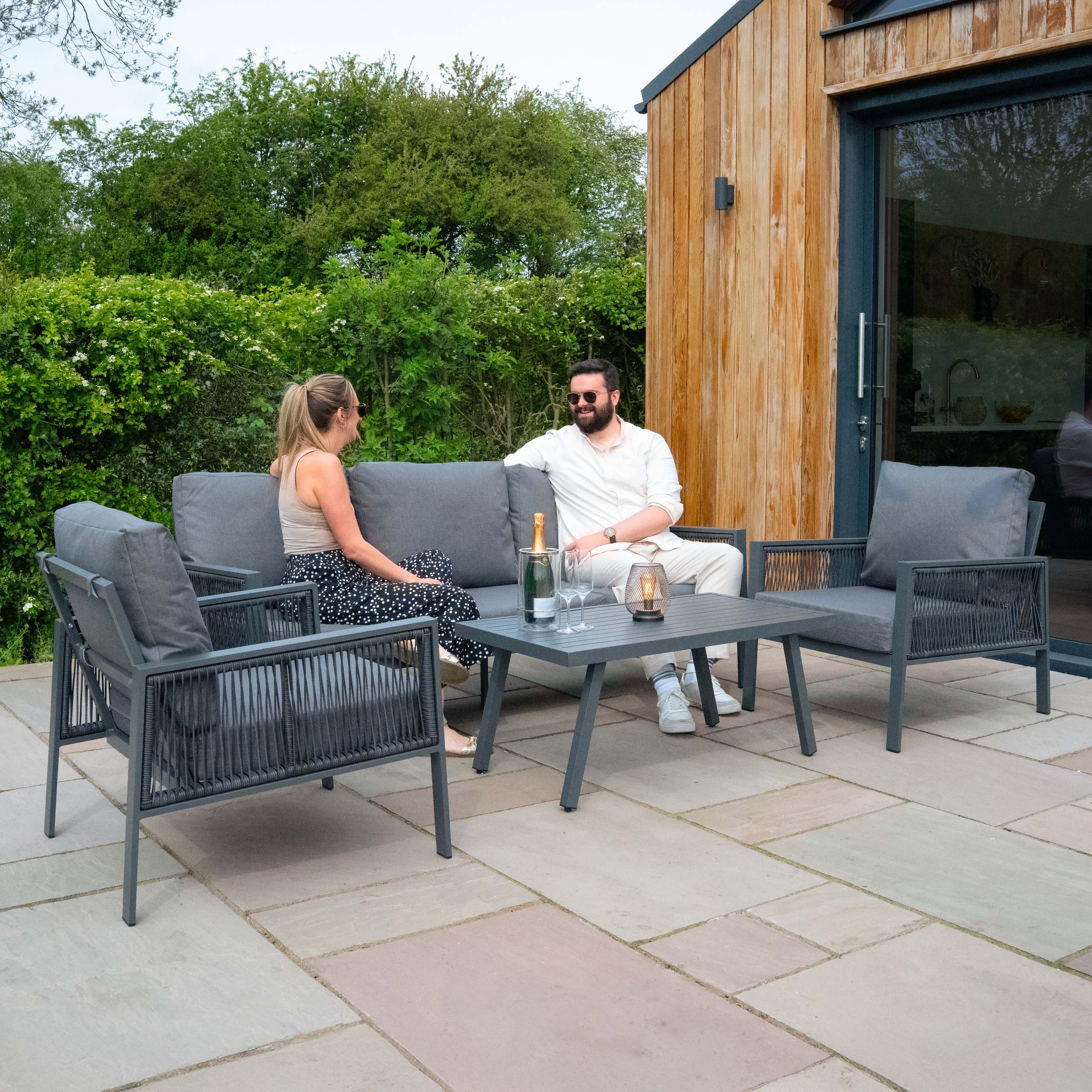 Q-Rax Set da Giardino alluminio 4 pezzi antracite cuscini