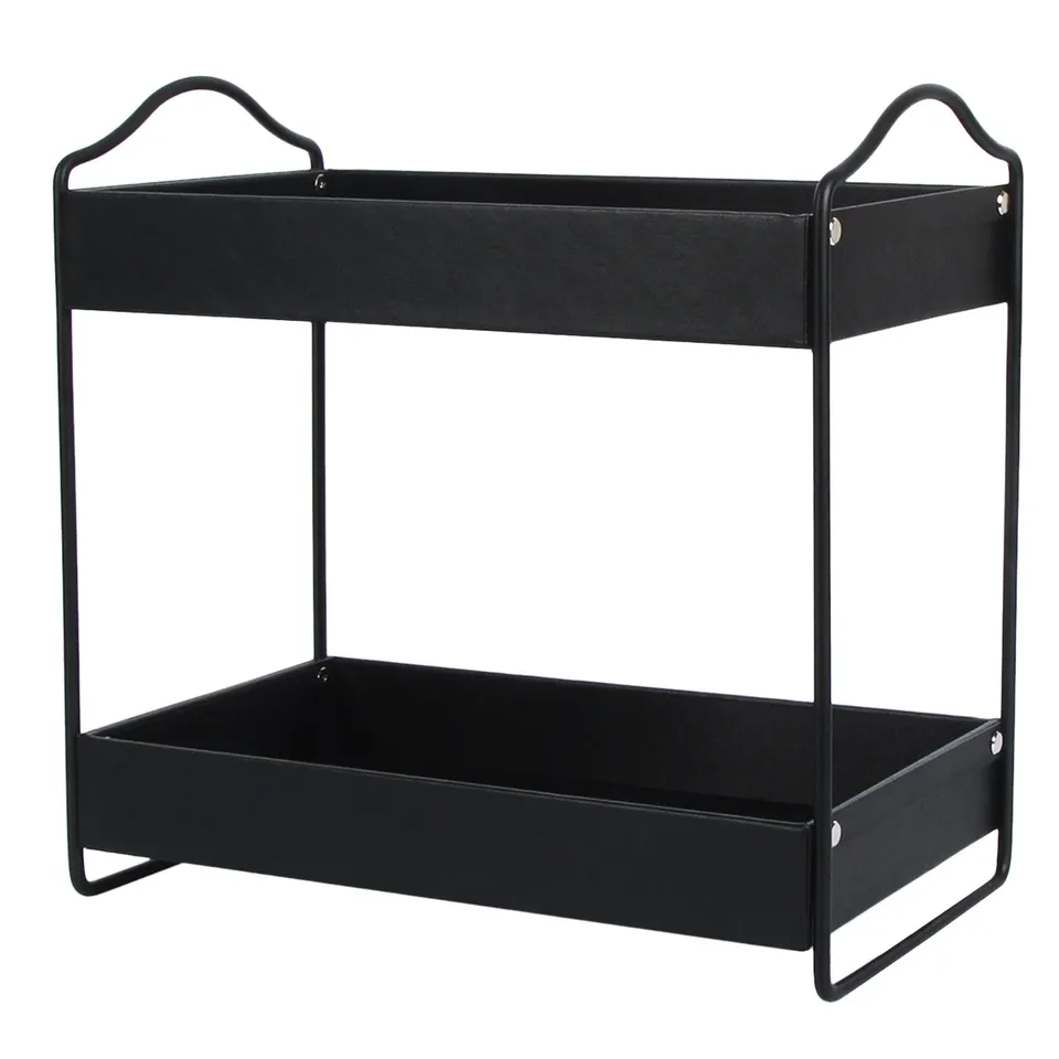 Jackcube Design Bathroom scaffale 2 ripiani nero pelle