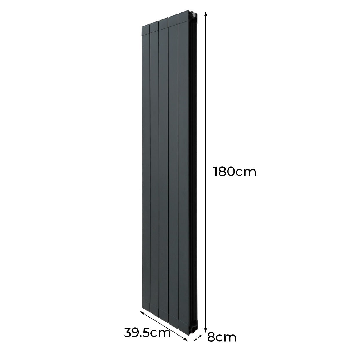 Q-Rax Radiatori Alluminio 1800x395mm Termosifone Antracite Valvole