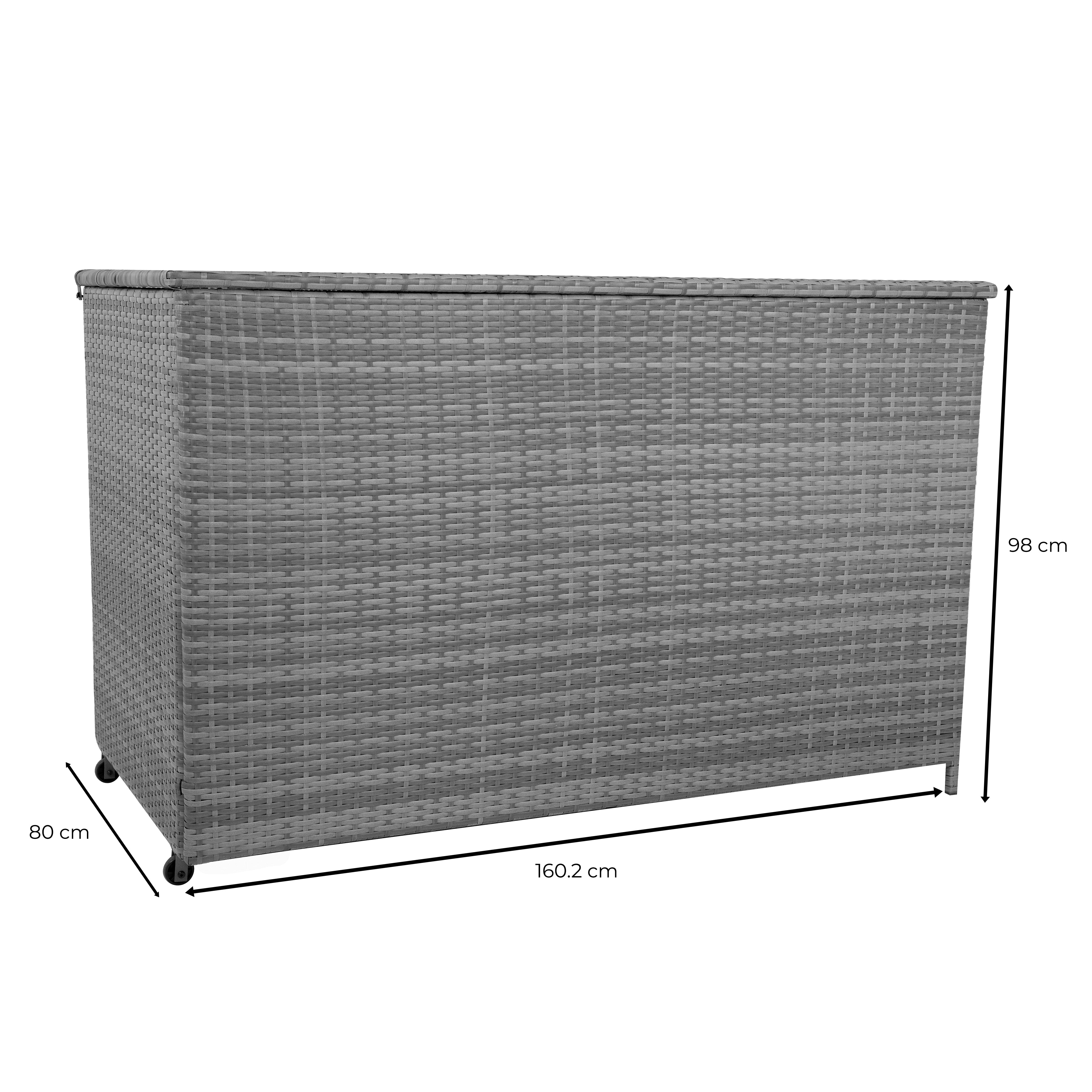 Q-Rax Mobili da Esterno Box 996L Baule Rattan Grigio con Ruote