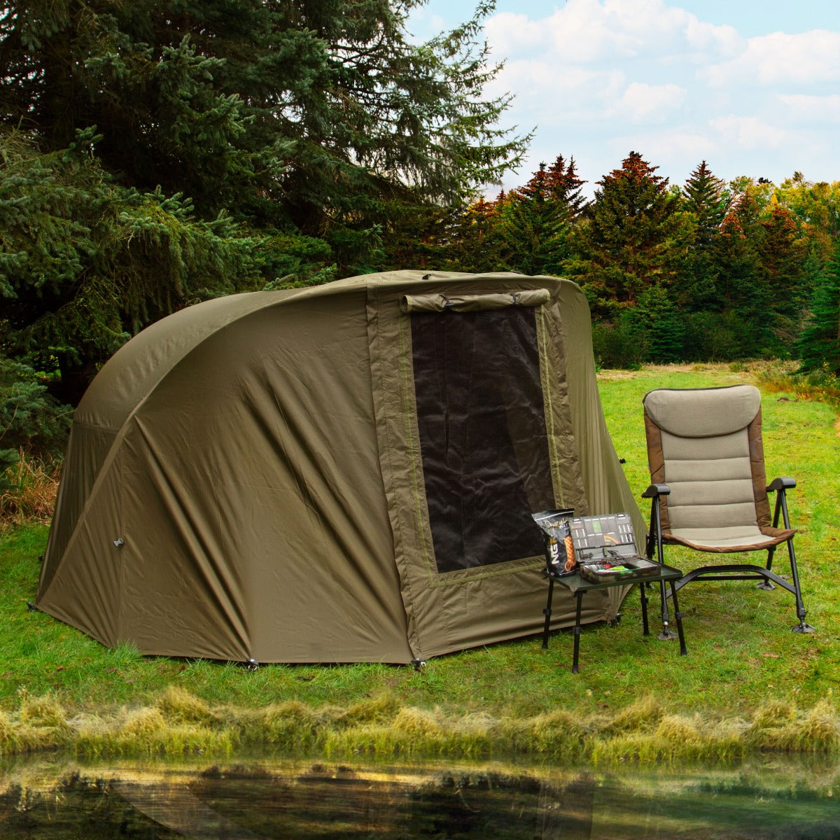 Q-Rax Bivvy 3x3 m tenda pesca 2 persone con involucro