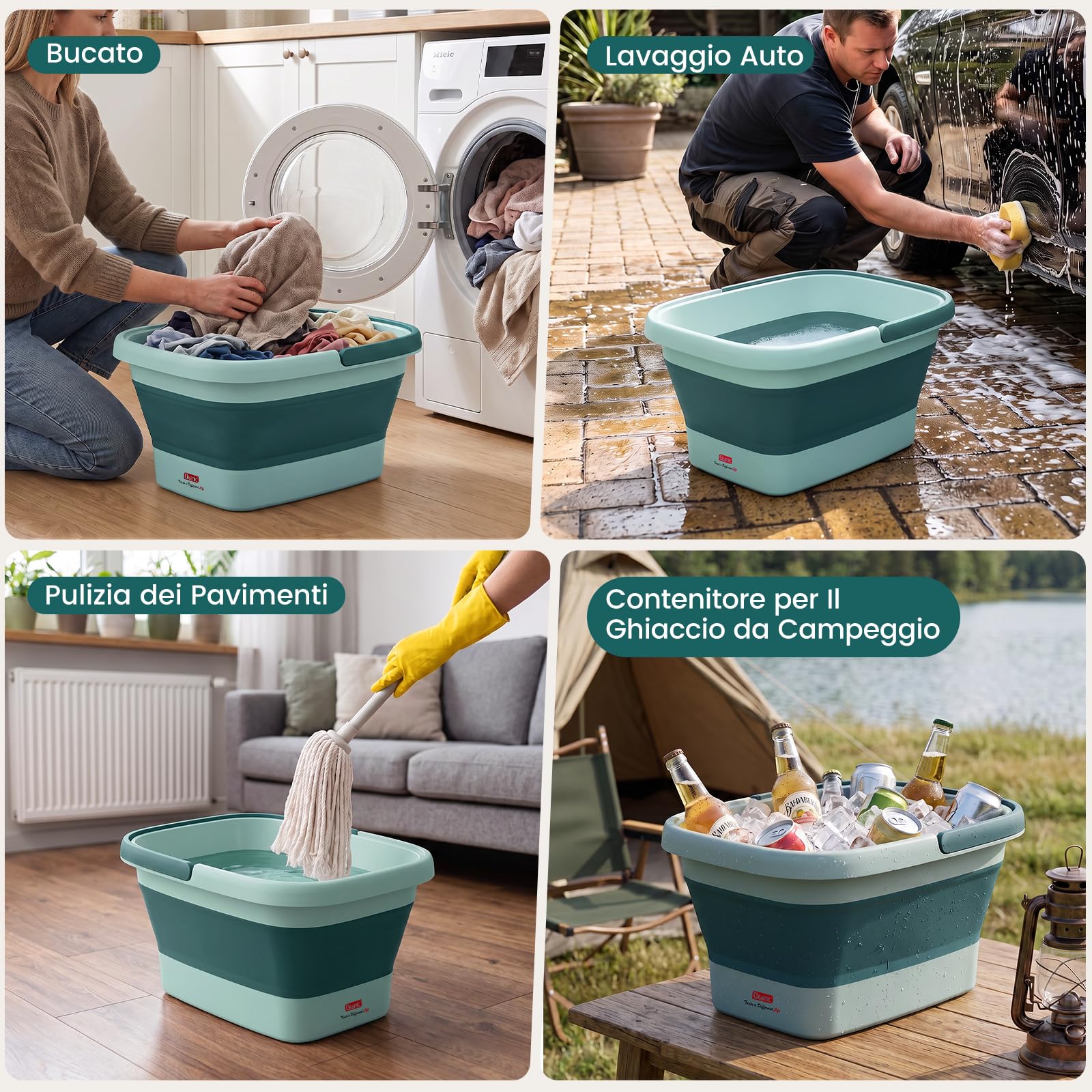 DEANIC Pediluvio Pieghevole Massaggiante Blu 15 L Senza Elettricità