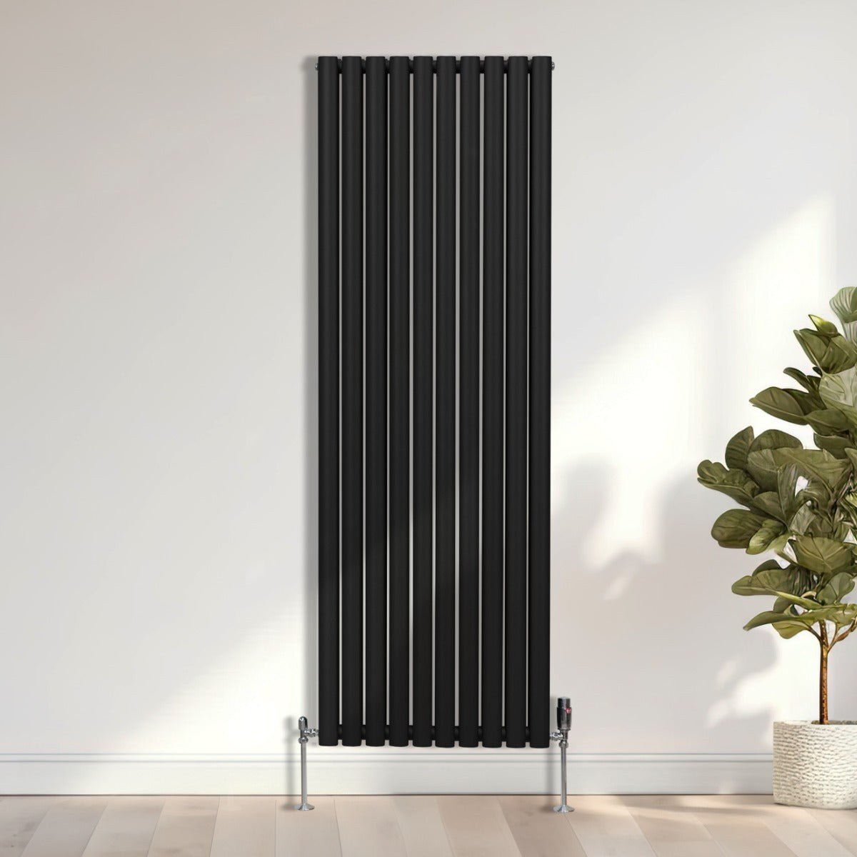 Q-Rax Radiatore colonna ovale 1800x600 nero con valvole