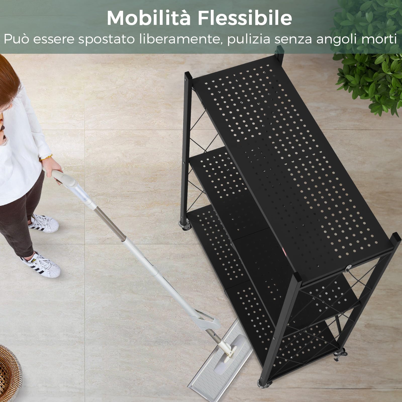 DEANIC Folding Storage Shelves scaffale metallo nero 3 ripiani