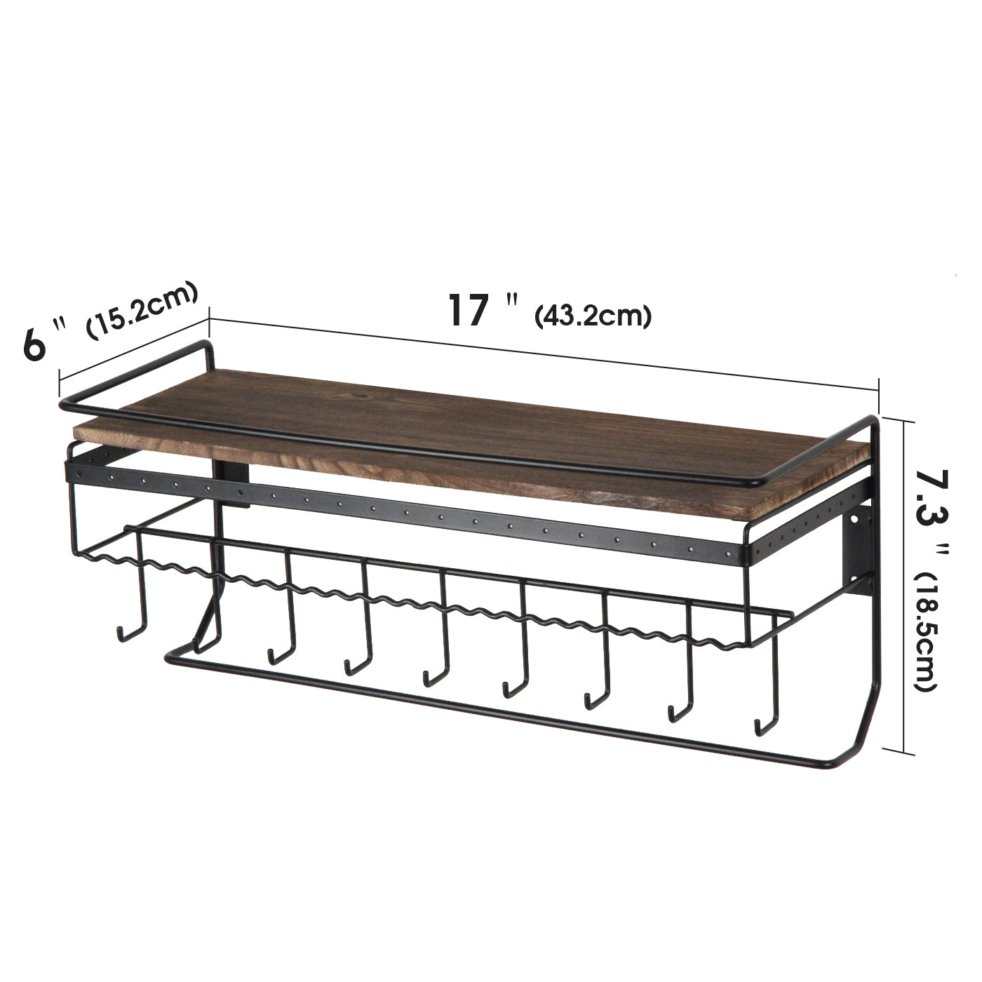 Jackcube Design portagioie da parete 9 ganci legno metallo nero