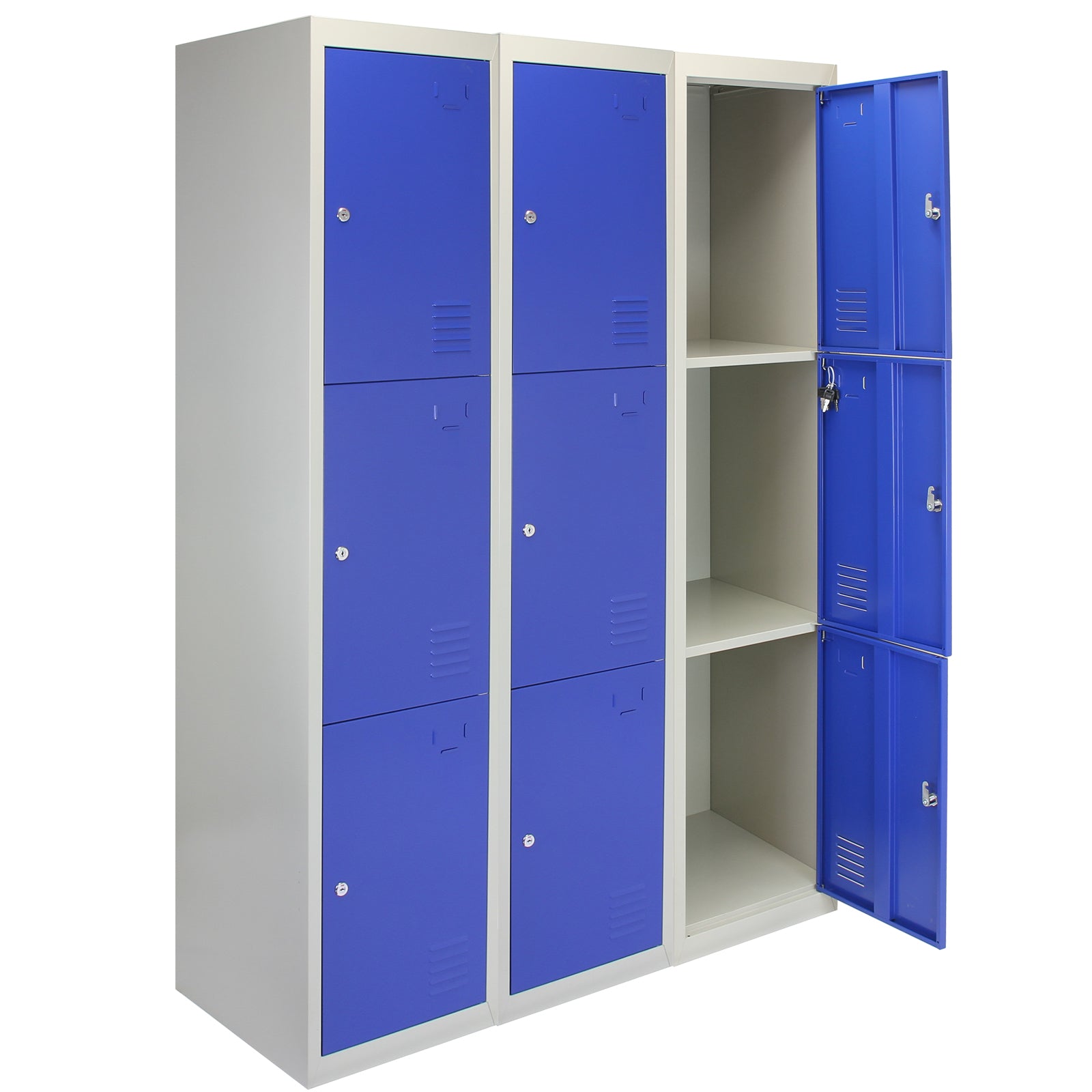 Q-Rax 3 Armadietti 3 Porte Blu Acciaio 38x45x180cm