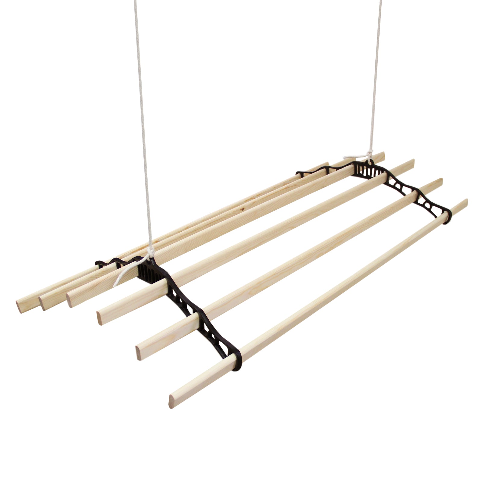 Q-Rax Stendibiancheria Soffitto Nero 180cm Legno 6 Stecche