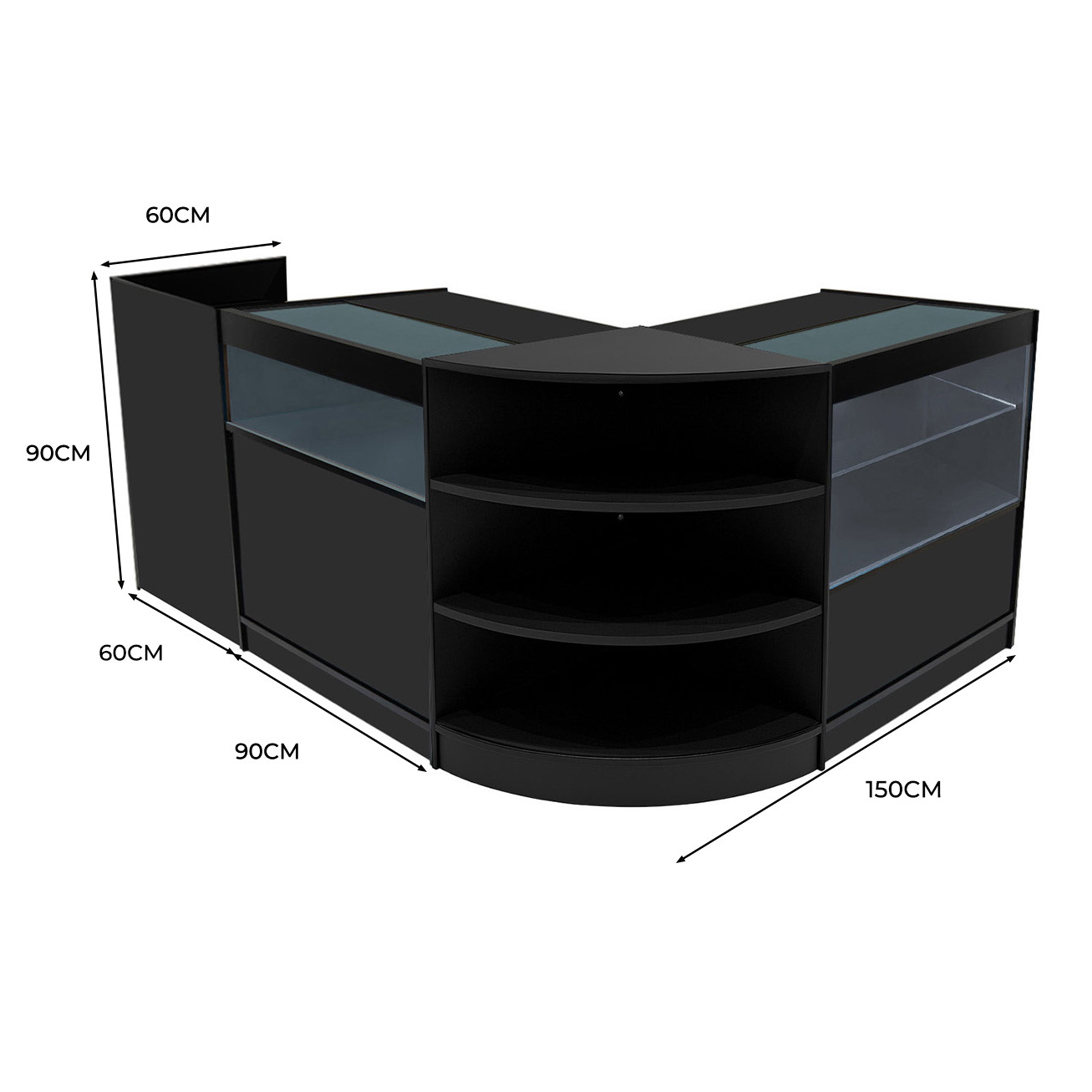 Q-Rax Banconi da Negozio Set Europa LED B900 C900 Nero