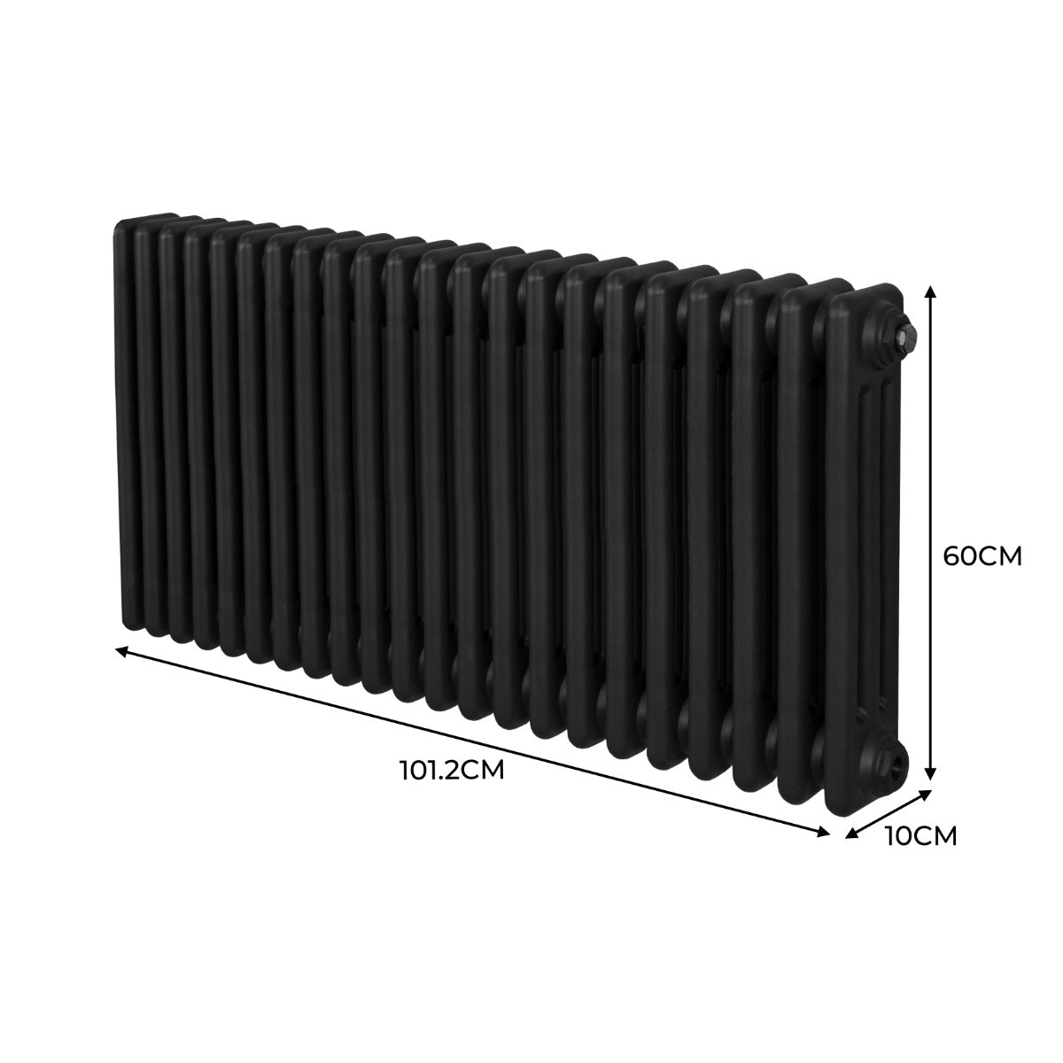 Q-Rax Radiatori Tradizionali 3 Colonne Termosifone Nero 600x1012mm