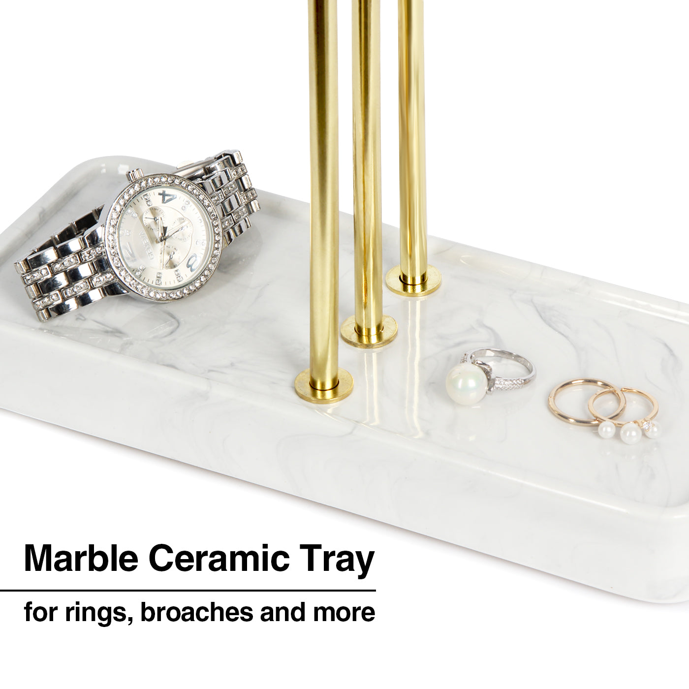 Jackcube Design Jewelry Stand Oro 3 Livelli Vassoio Marmo