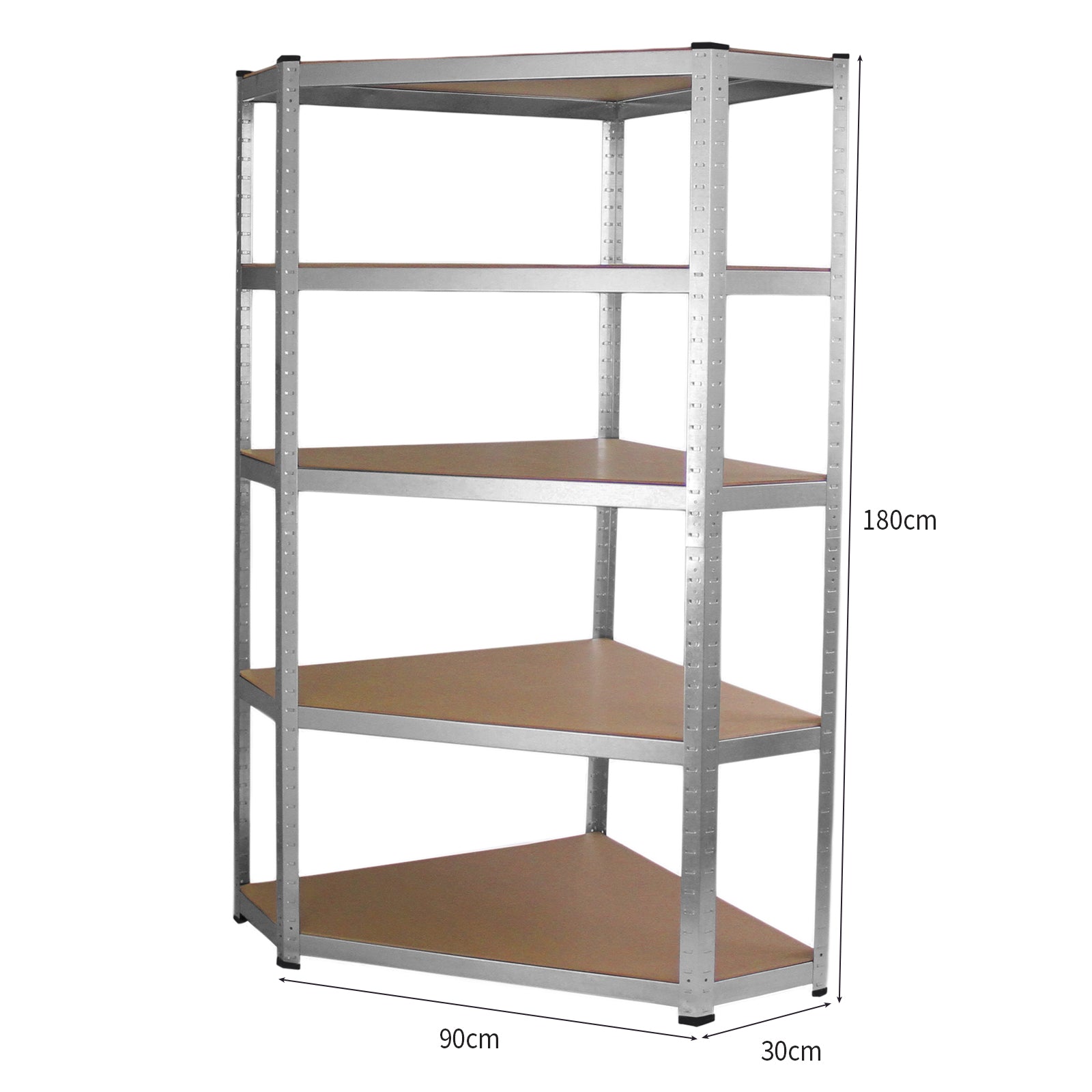 Q-Rax Galwix Scaffale Angolo 90cm Grigio 5 Ripiani Acciaio