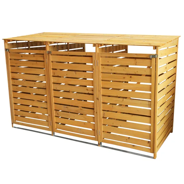 Q-Rax Deposito Copribidone Legno Triplo 3x240L Abete con Chiave