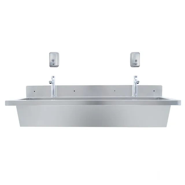 Q-Rax Lavabo Acciaio Inox 120 cm da Parete con Miscelatore