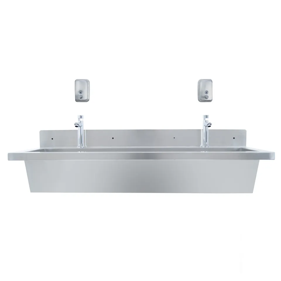 Q-Rax Lavabo Acciaio Inox 120 cm da Parete con Miscelatore